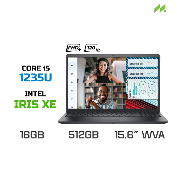 Laptop Dell Vostro 3520 V3520-i5U165W11GRU-KYHD (i5-1235U, Iris Xe Graphics, RAM 16GB DDR4, SSD 512GB, 15.6 Inch WVA FHD 120Hz, Win 11/Office HS 21)