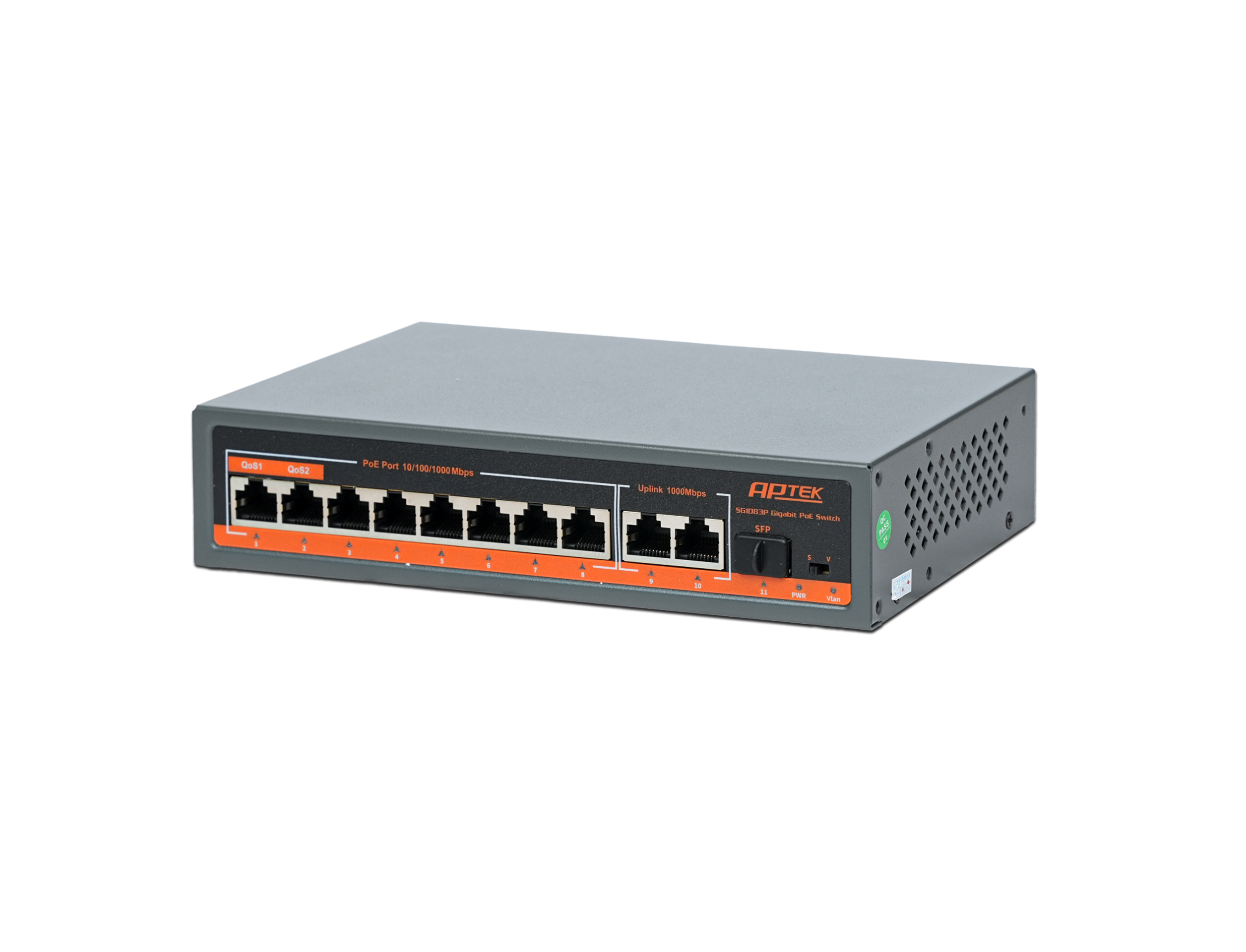 Switch POE Gigabit 8 port + 2 port Uplink APTEK SG1083P
