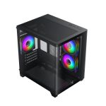 Case Xigmatek PANO M NANO 3GF Black bể cá( kính cường lực 2 mặt + 3 Fan Led RGB )