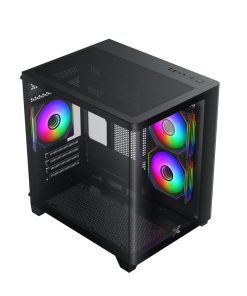Case Xigmatek PANO M NANO 3GF Black bể cá( kính cường lực 2 mặt + 3 Fan Led RGB )