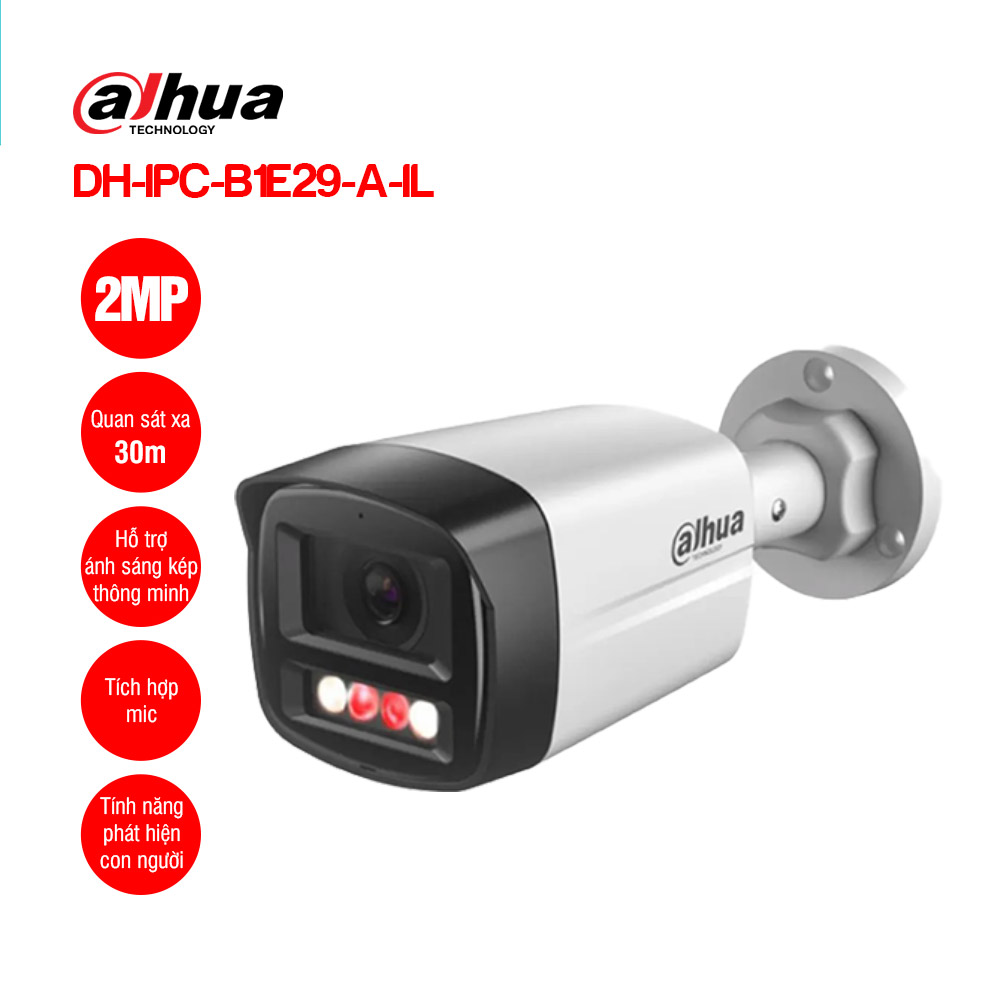 Camera IP thân 2MP tích hợp mic ghi âm Dahua B1E29-A-IL