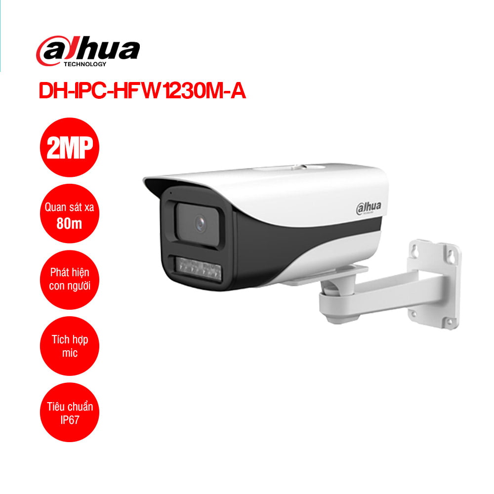 Camera thân lớn IP có mic ghi âm Dahua 2MP HFW1230M-A-VN
