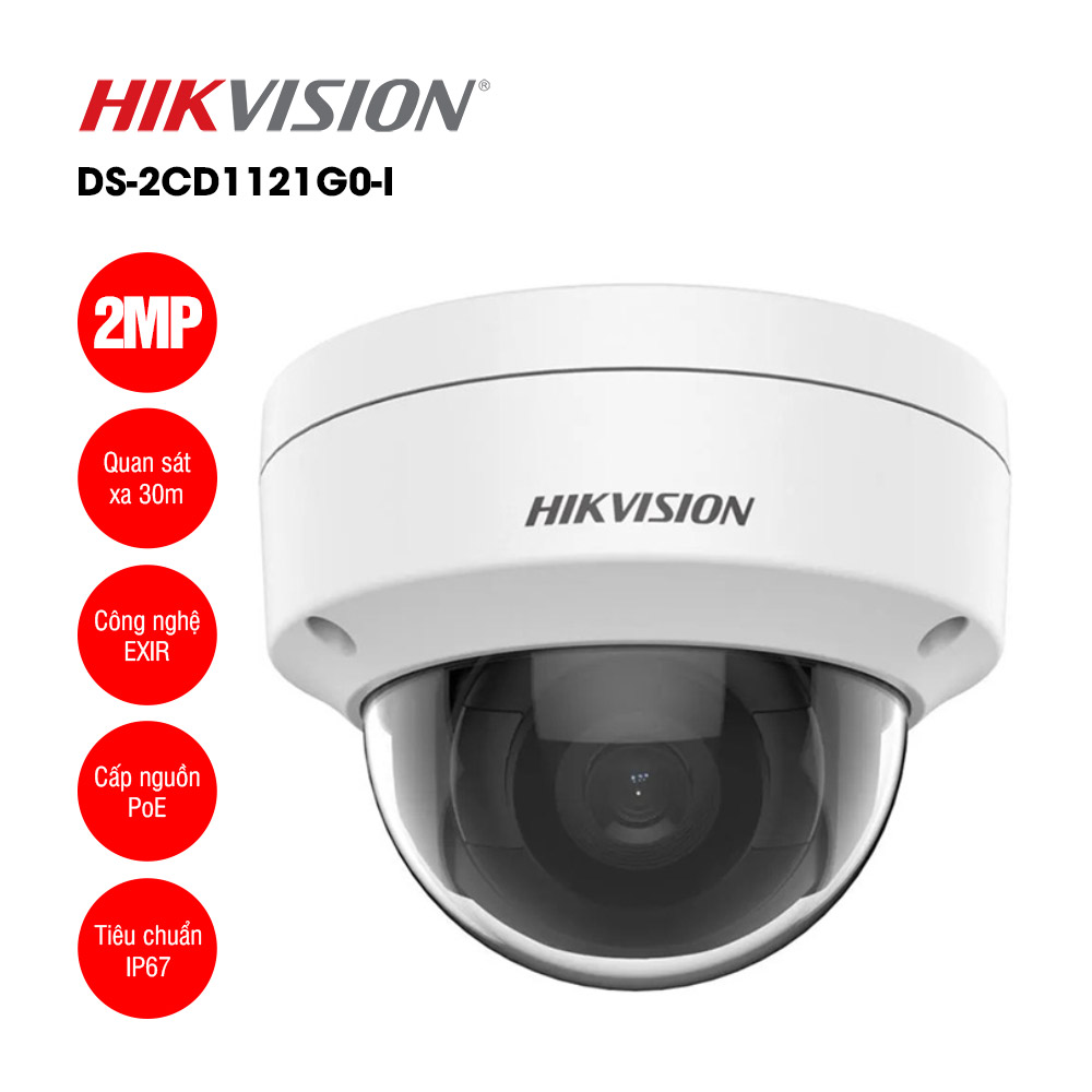 Camera dome IP Hikvision 2MP DS-2CD1121G0-I
