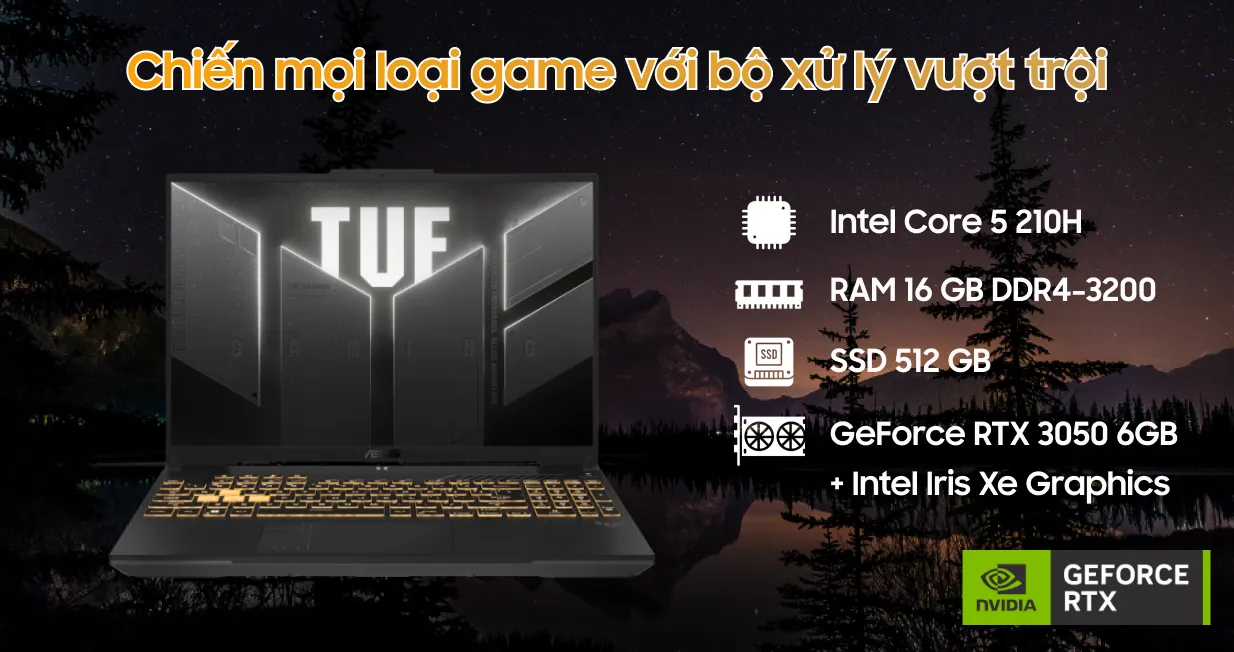 ASUS TUF GAMING FX607VJ-RL034W (Intel Core I5-210H/LCD 16" FULL HD+ 144Hz/ Ram 16GB DDR4-3200Mhz/ SSD 512GB M.2 NVMe/ VGA NVIDIA GEFORCE RTX 3050 6GB GDDR6/ WIN 11 BẢN QUYỀN) - Ảnh 2