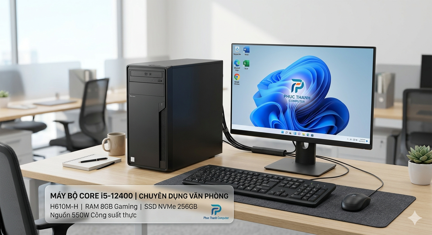 Máy Bộ Core i5-12400 | H610M-H | RAM 8GB Gaming | SSD NVMe 256GB