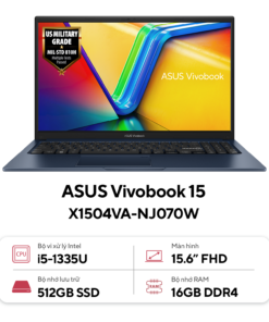 ASUS VIVOBOOK X1504VA (Intel Core I5-1335U/ LCD 15.6" Full HD/ Ram 16GB DDR4-3200Mhz/ SSD 512GB M.2 NVME/ Intel Iris XE Graphics/ WIN 11 BẢN QUYỀN)